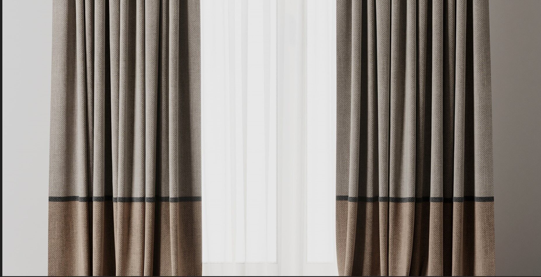 Curtain with rod 17 brown patterned curtain HBH Low-poly 3D model_10