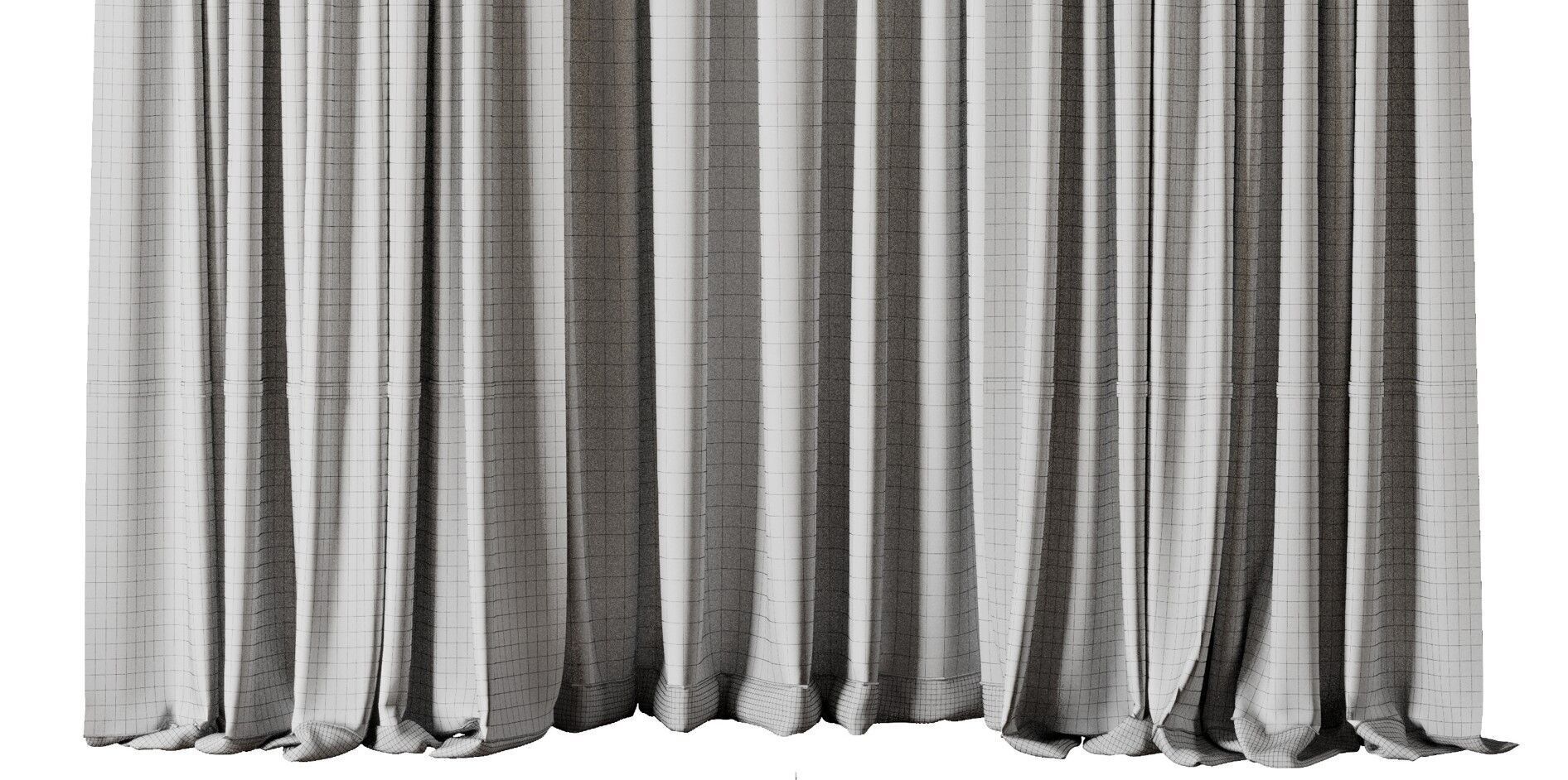 Curtain with rod 17 brown patterned curtain HBH Low-poly 3D model_13