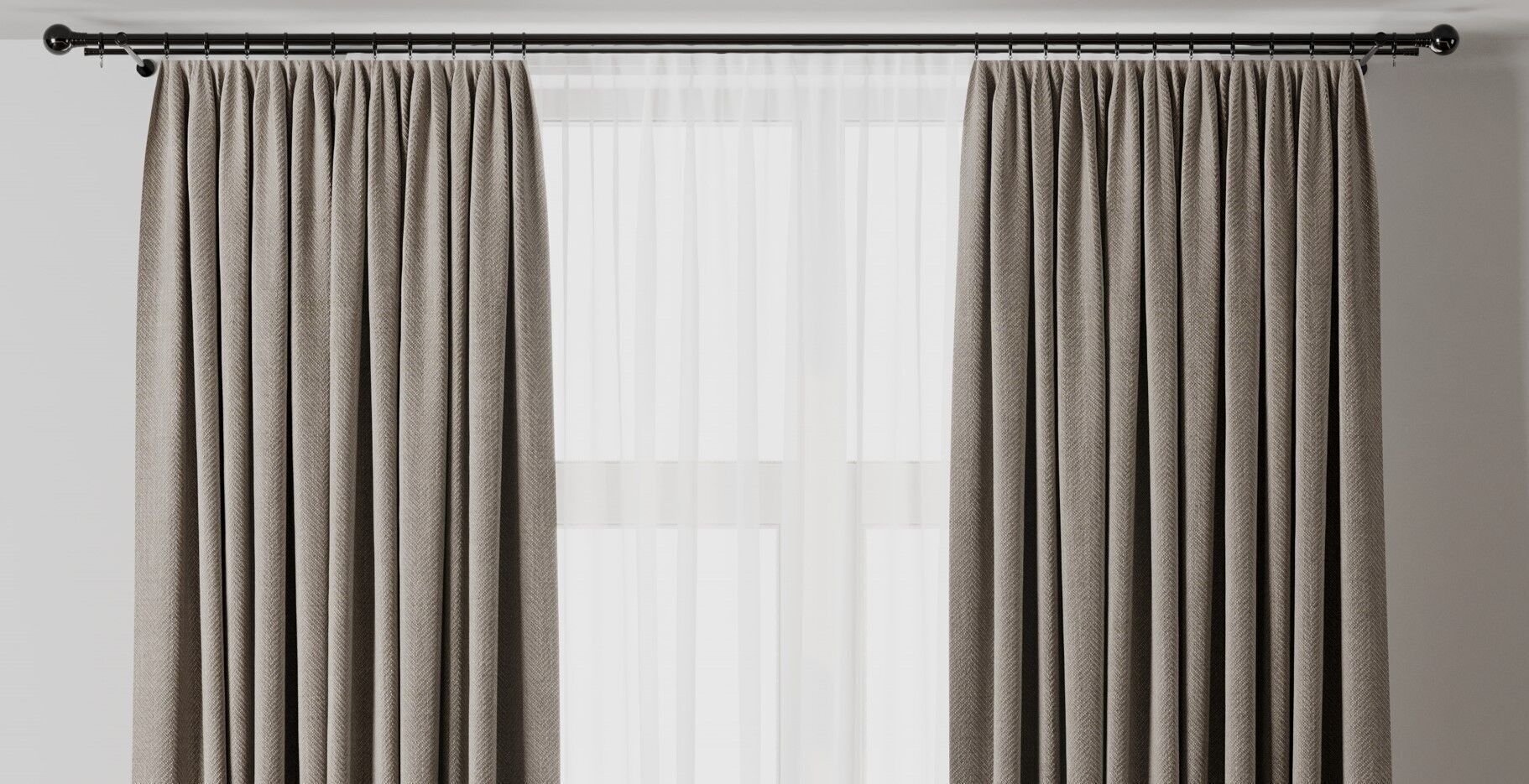 Curtain with rod 17 brown patterned curtain HBH Low-poly 3D model_9