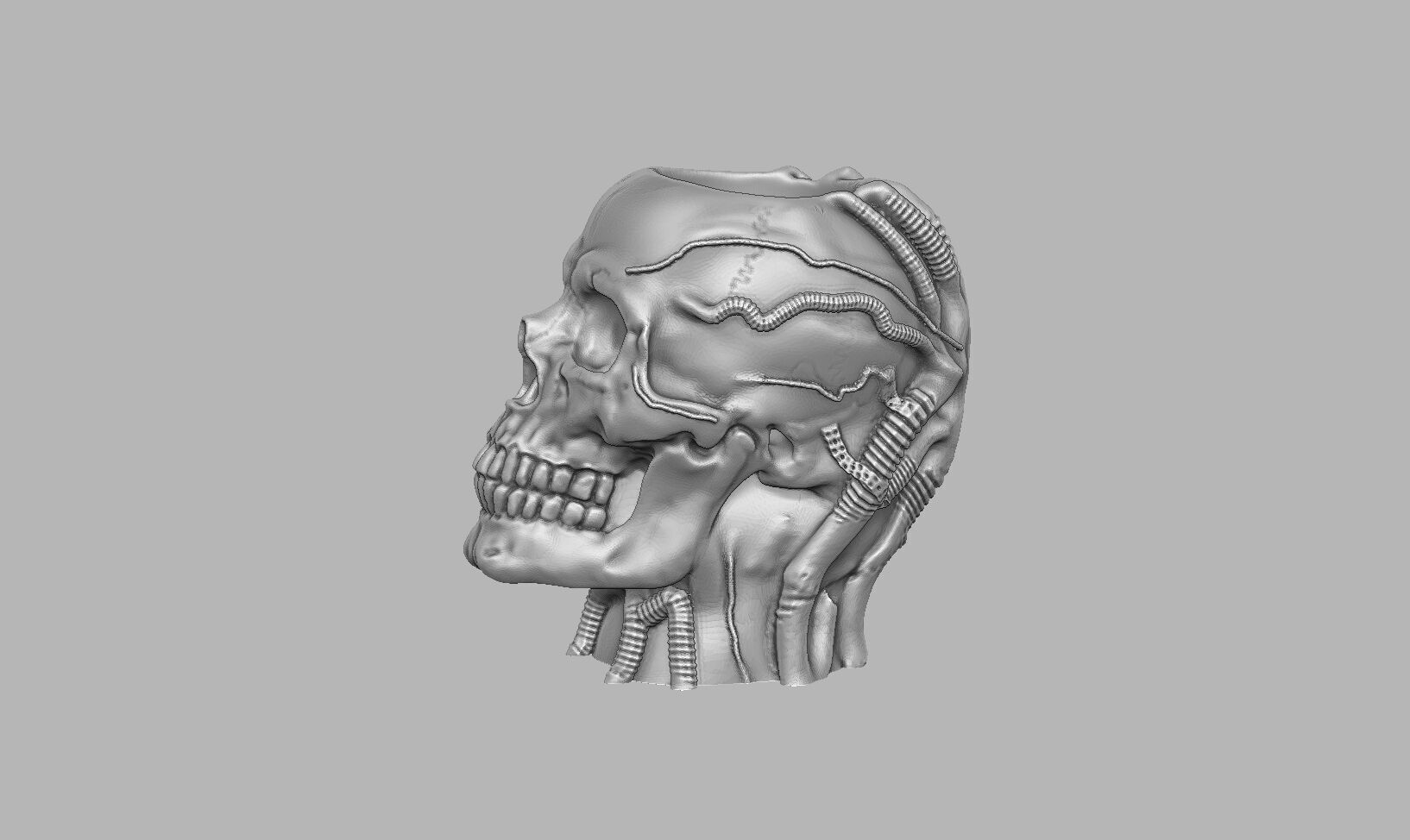 Robot Skull pen holder Cyborg pen holder 3D print model_8