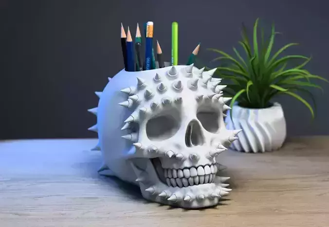 Dragon skull pen holder Skull dragon bust pen holder