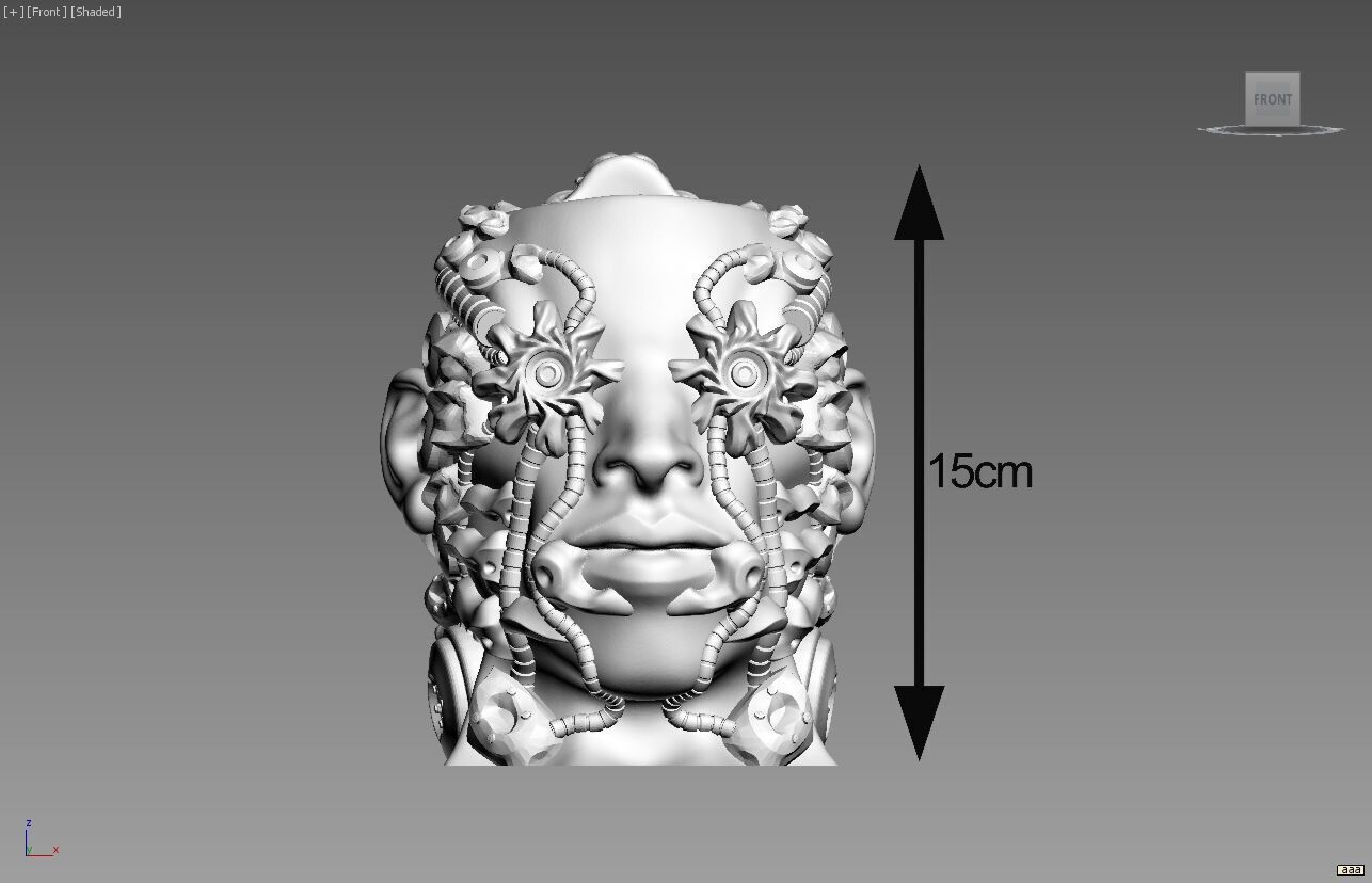 robot human head pen holder Robot human bust pen holder 3D print model_4