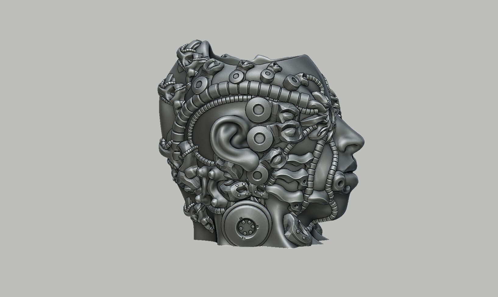 robot human head pen holder Robot human bust pen holder 3D print model_7