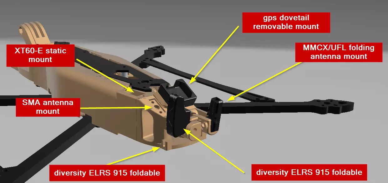 ArtAir Rear combo antenna mount MK4 v2 10 inch FPV 3D print model_0