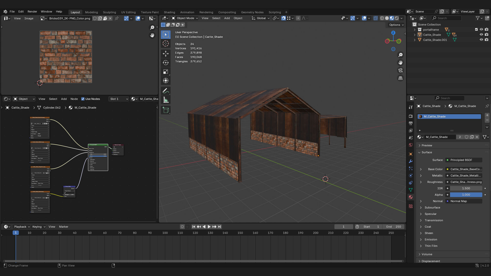 open rural farm barn shed storage roof structure 3D model_5