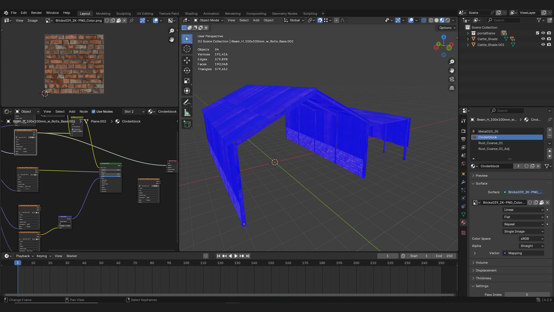 open rural farm barn shed storage roof structure 3D model_4