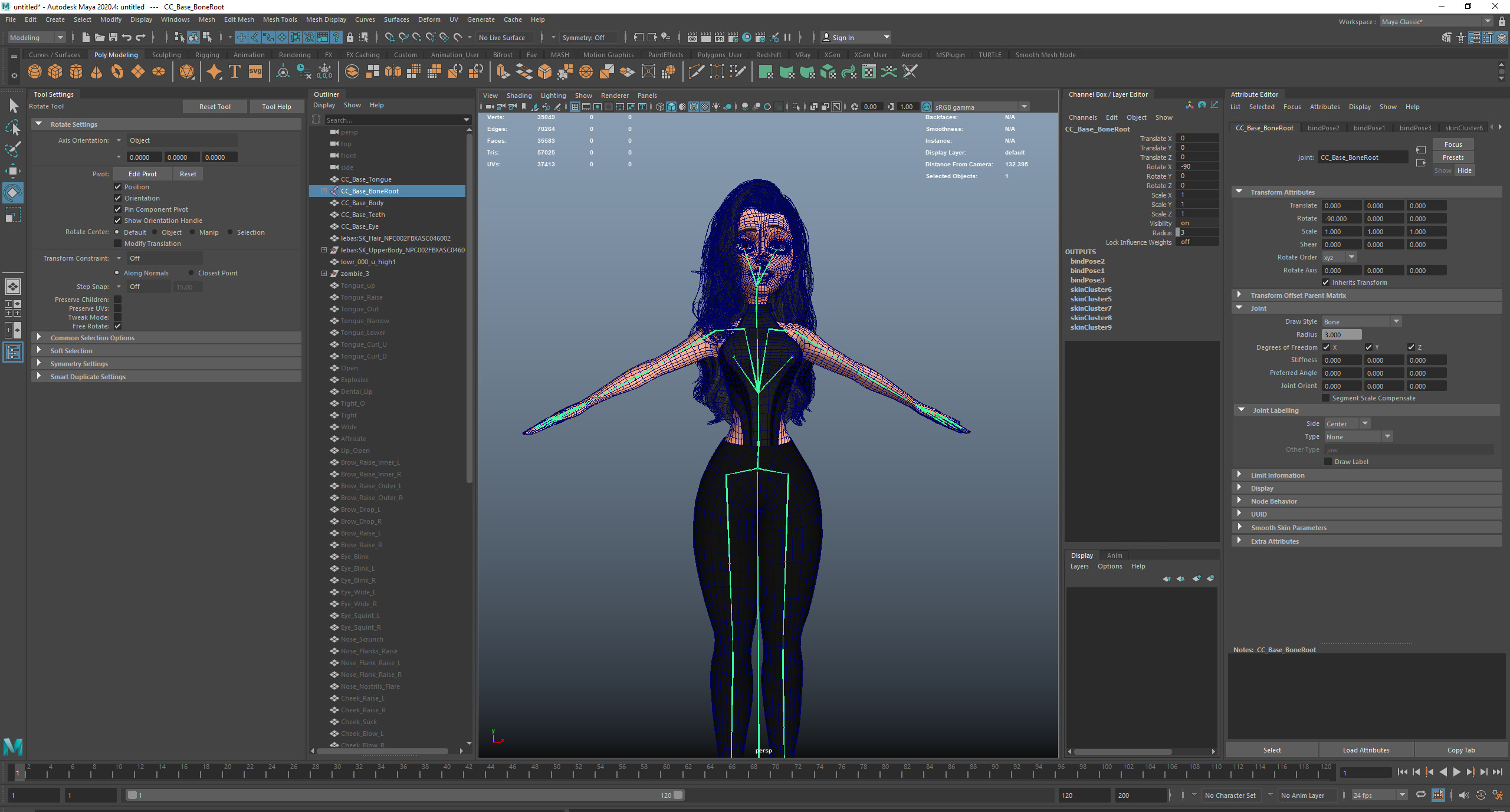 Game Cartoon Emma Girl Character rigged Low-poly 3D model_11
