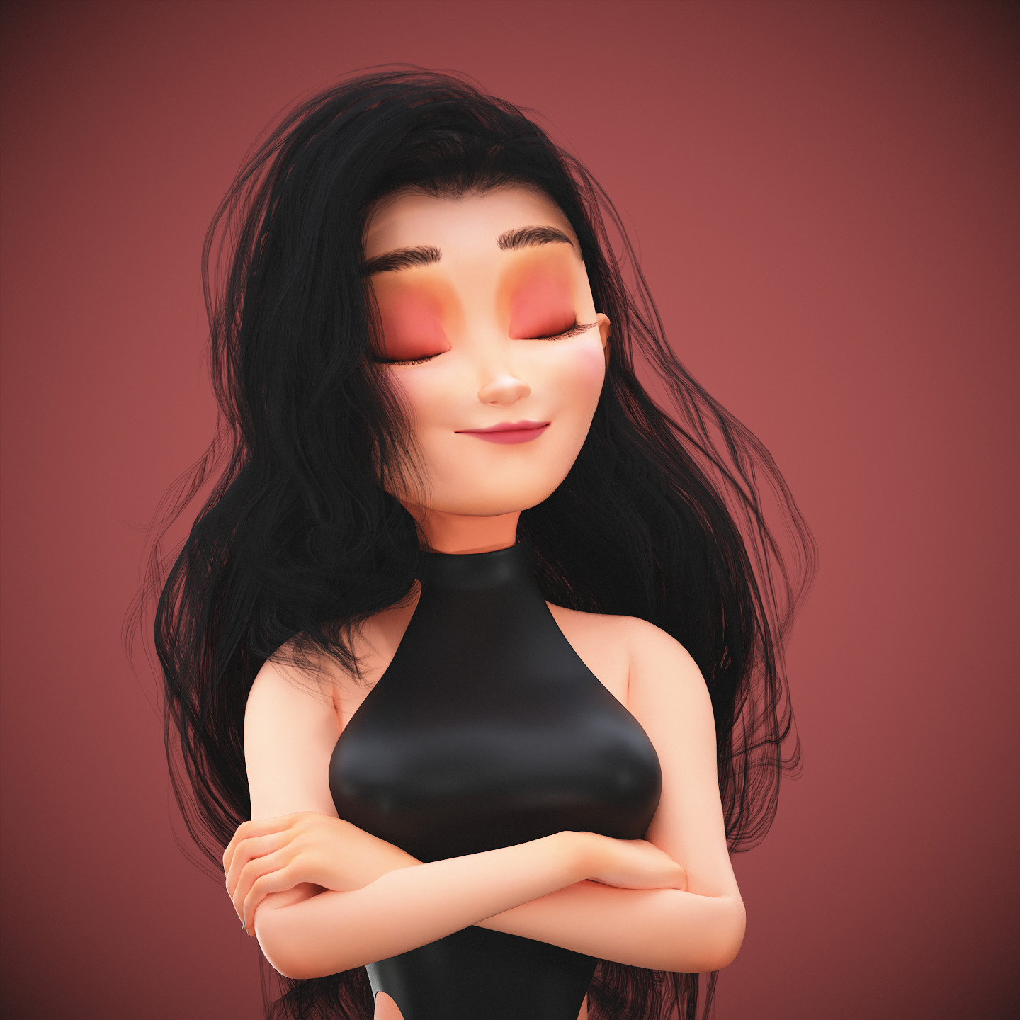 Game Cartoon Emma Girl Character rigged Low-poly 3D model_14