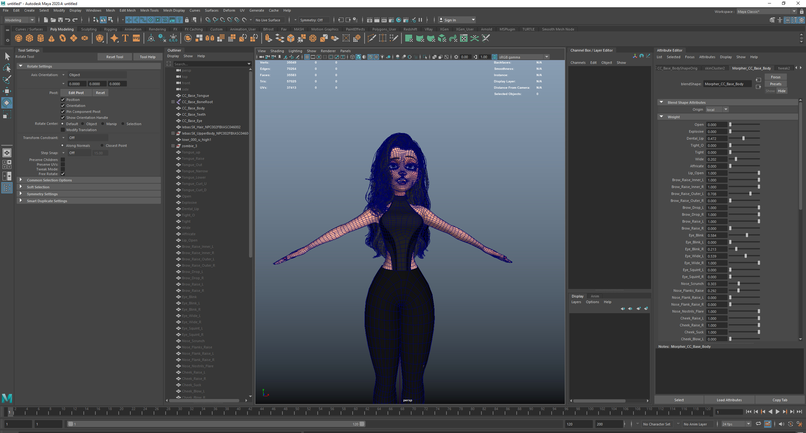 Game Cartoon Emma Girl Character rigged Low-poly 3D model_10