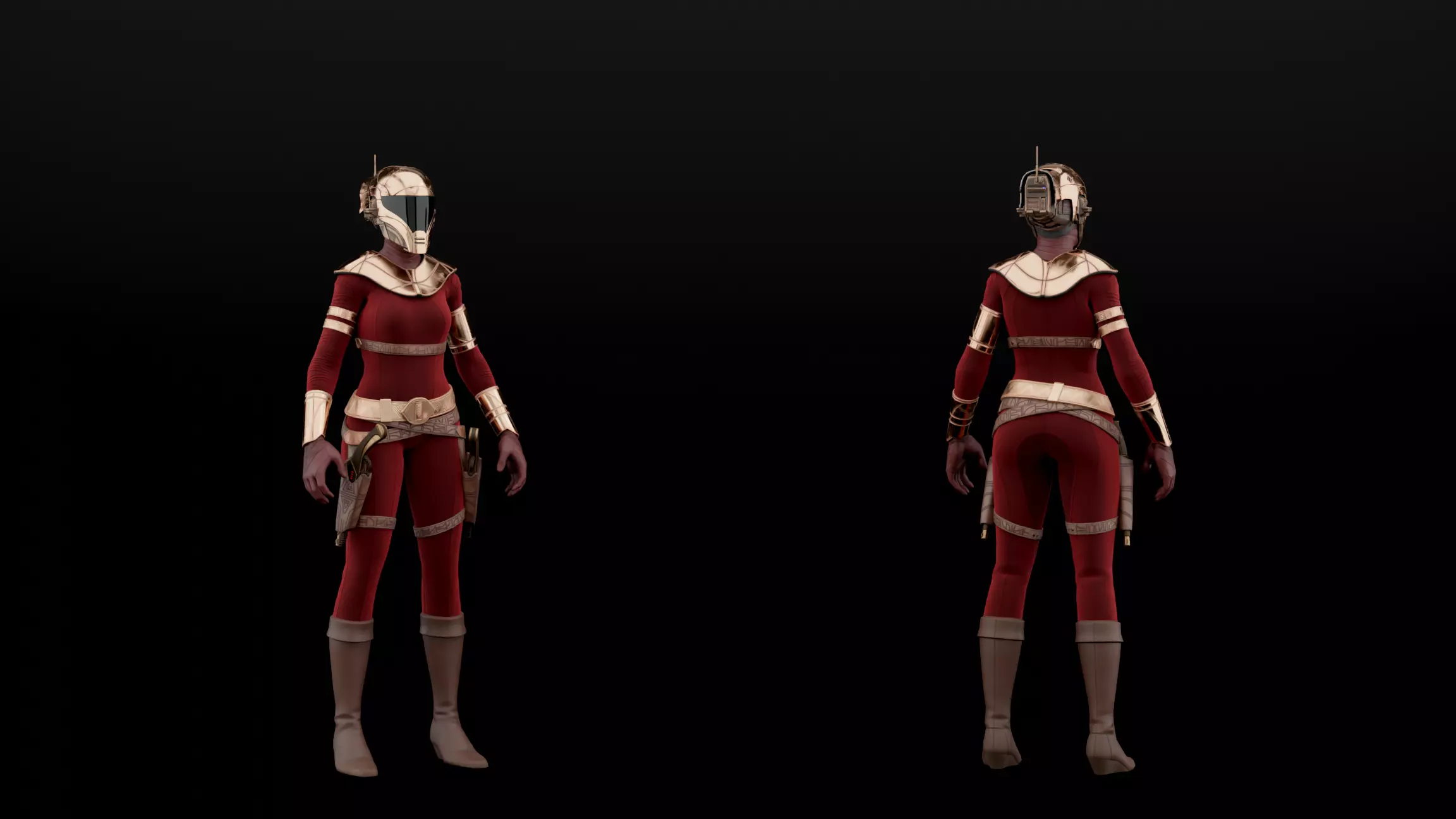 Zorii Bliss Female Character From Star Wars Rigged Low-poly 3D model