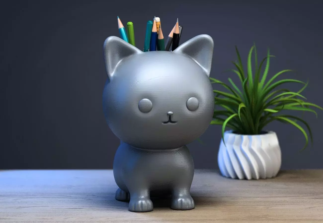 cat doll pen holder cute cat pen holder 3D print model