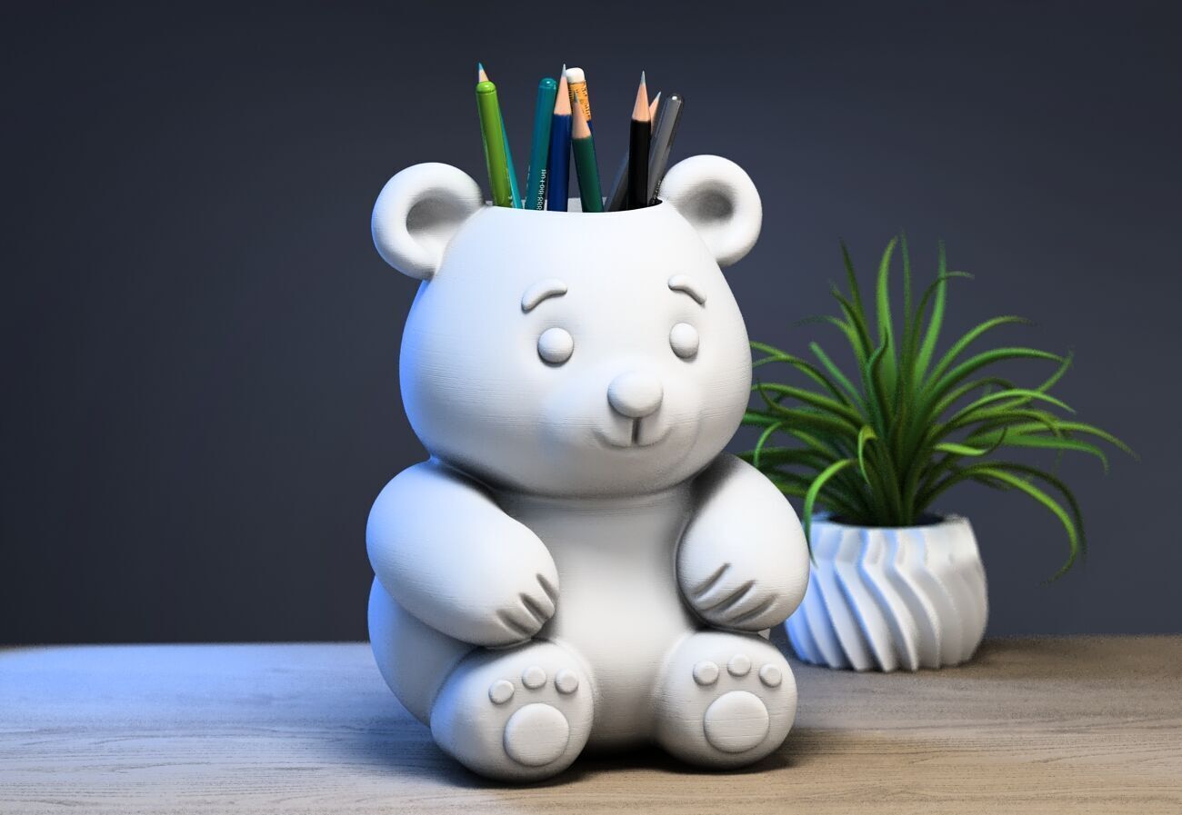 bear doll pen holder bear pen holder 3D print model_1