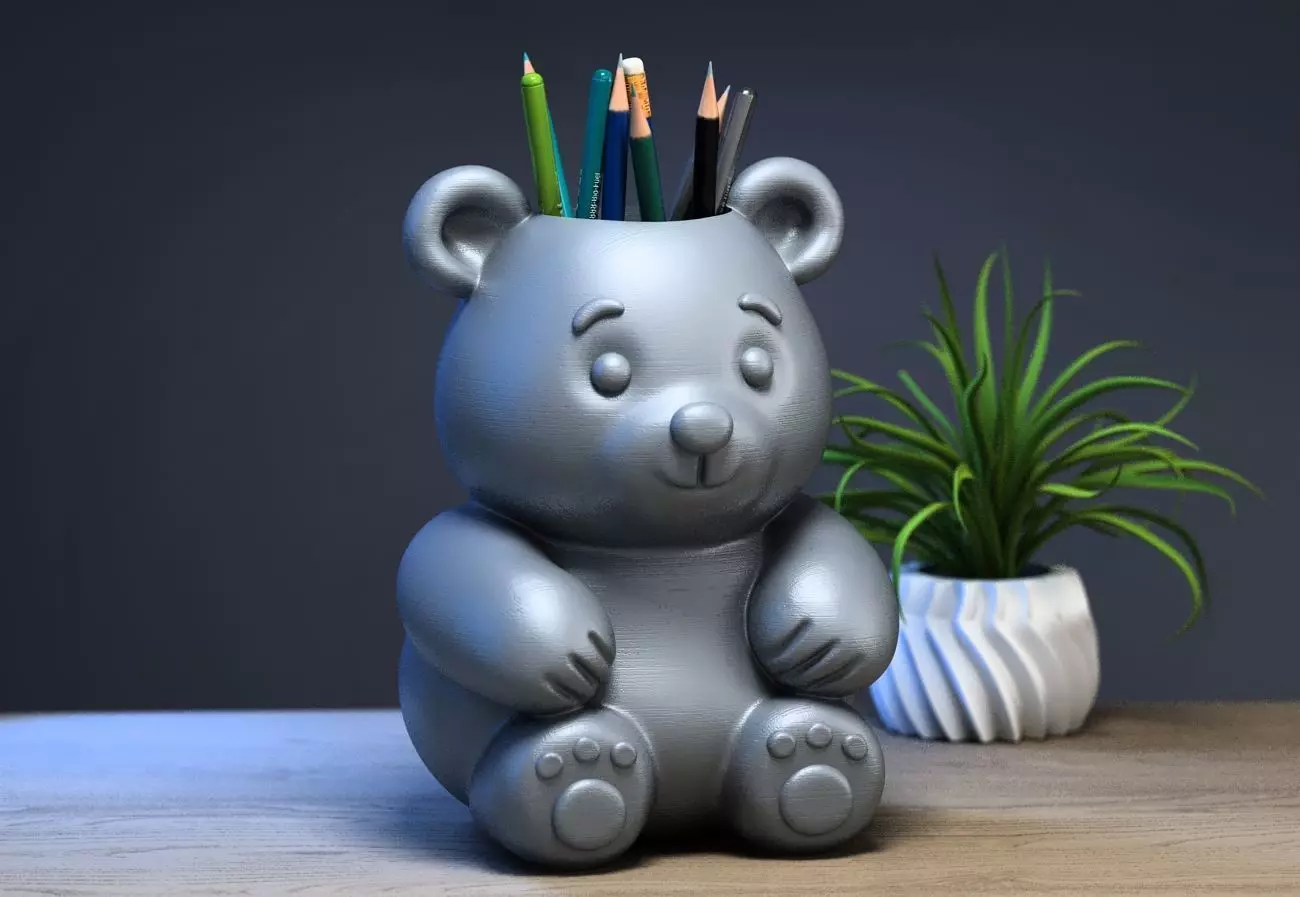 bear doll pen holder bear pen holder 3D print model_0
