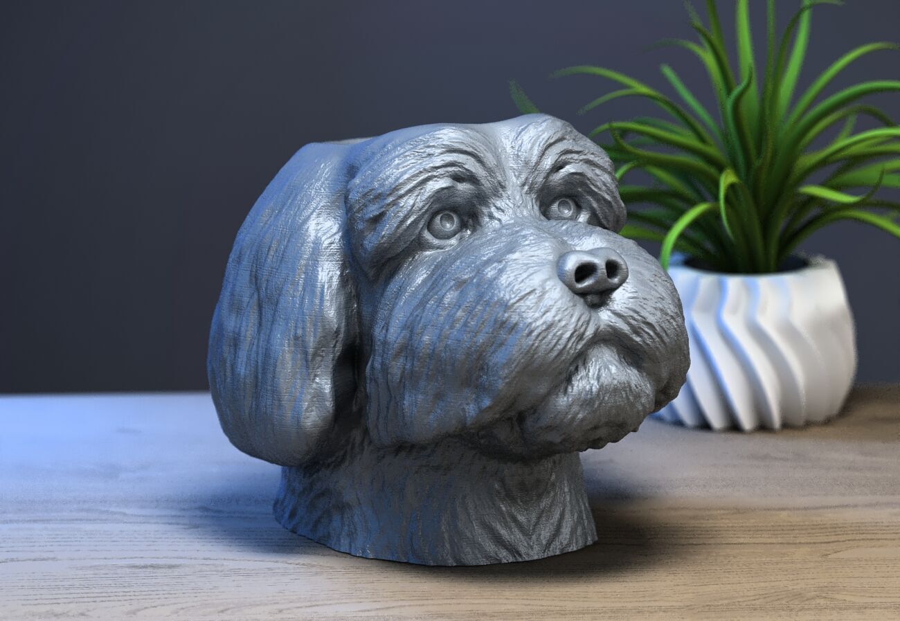 dog head pen holder Cyborg pen holder 3D print model_1