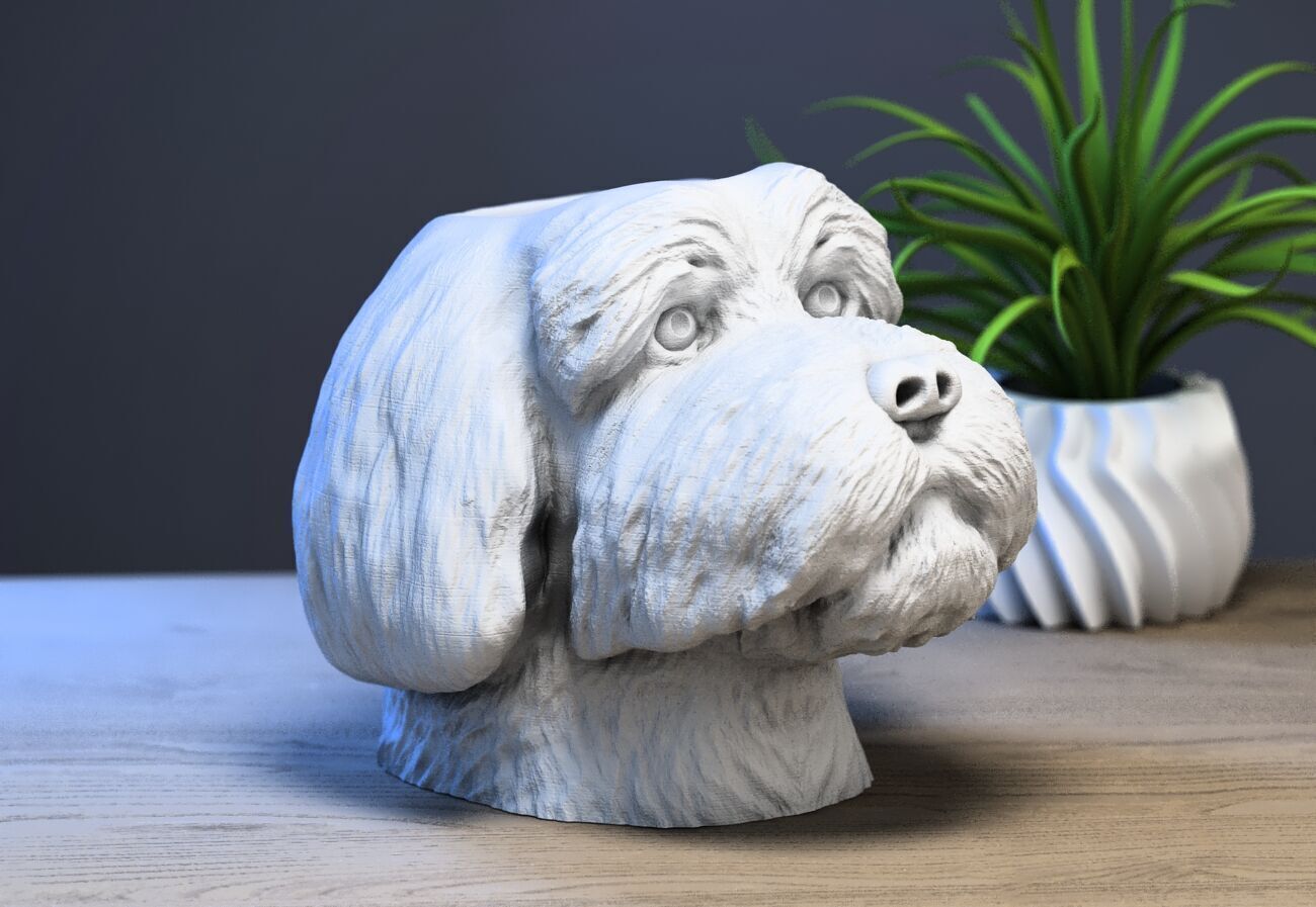 dog head pen holder Cyborg pen holder 3D print model_2