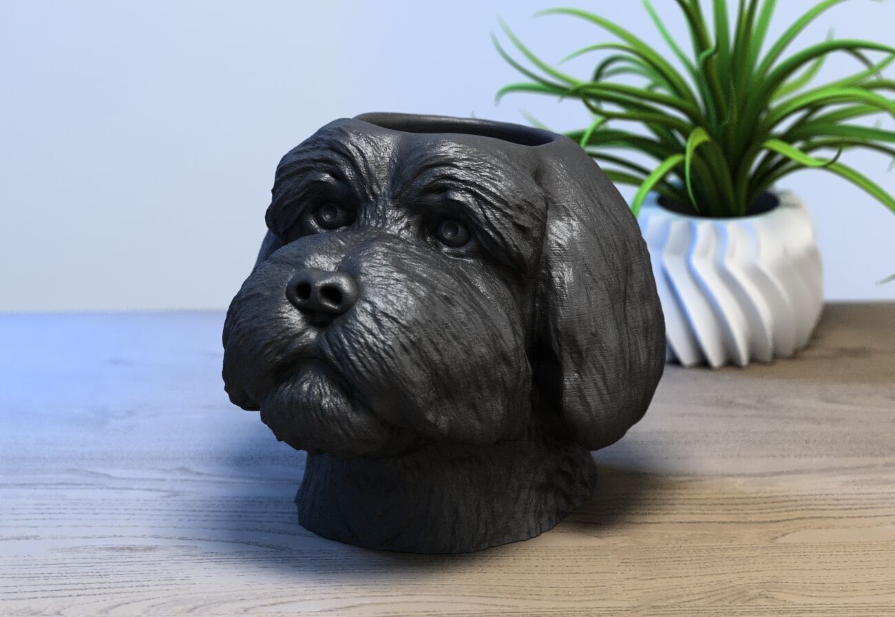 dog head pen holder Cyborg pen holder 3D print model_3