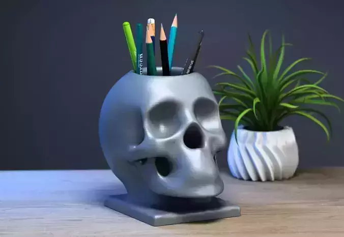 Skull robot pen holder Cyborg pen holder 3D print model