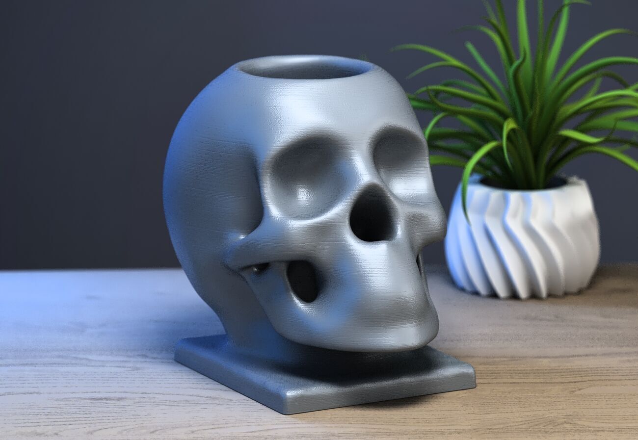 Skull robot pen holder Cyborg pen holder 3D print model_1