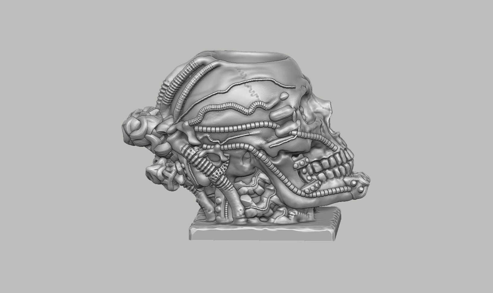 Skull robot pen holder Cyborg pen holder 3D print model_8