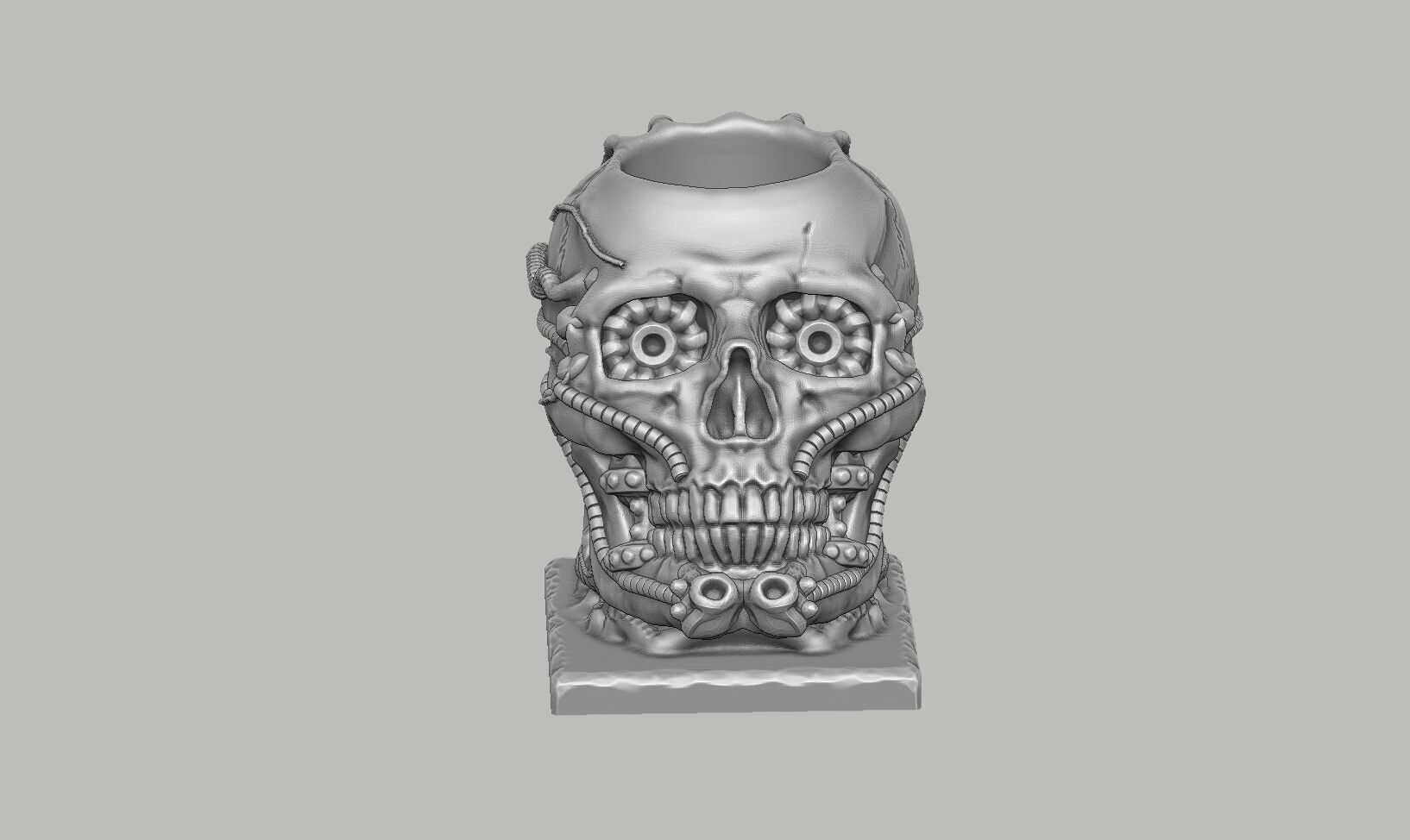 Skull robot pen holder Cyborg pen holder 3D print model_13