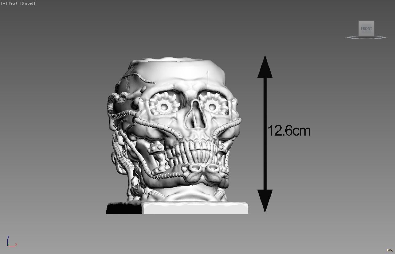 Skull robot pen holder Cyborg pen holder 3D print model_5