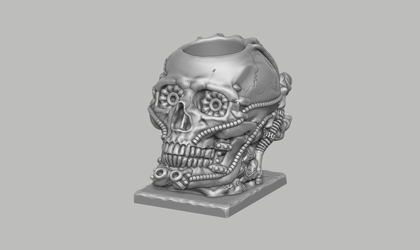 Skull robot pen holder Cyborg pen holder 3D print model_11