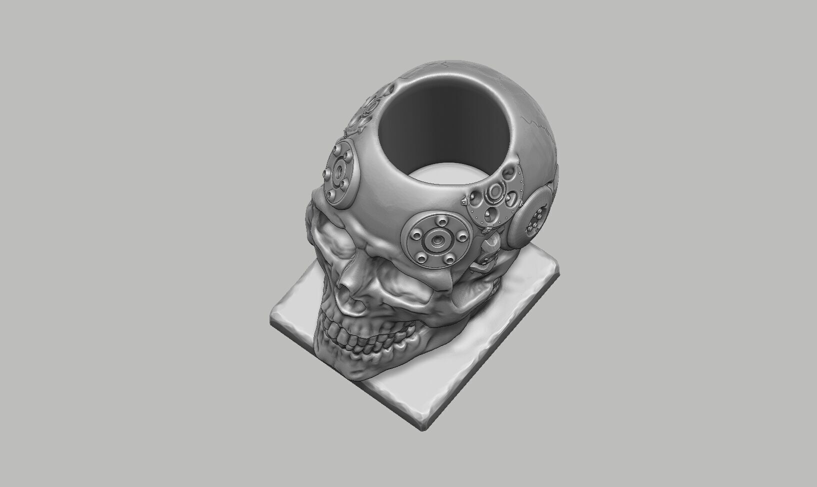 Skull robot pen holder Cyborg pen holder 3D print model_11