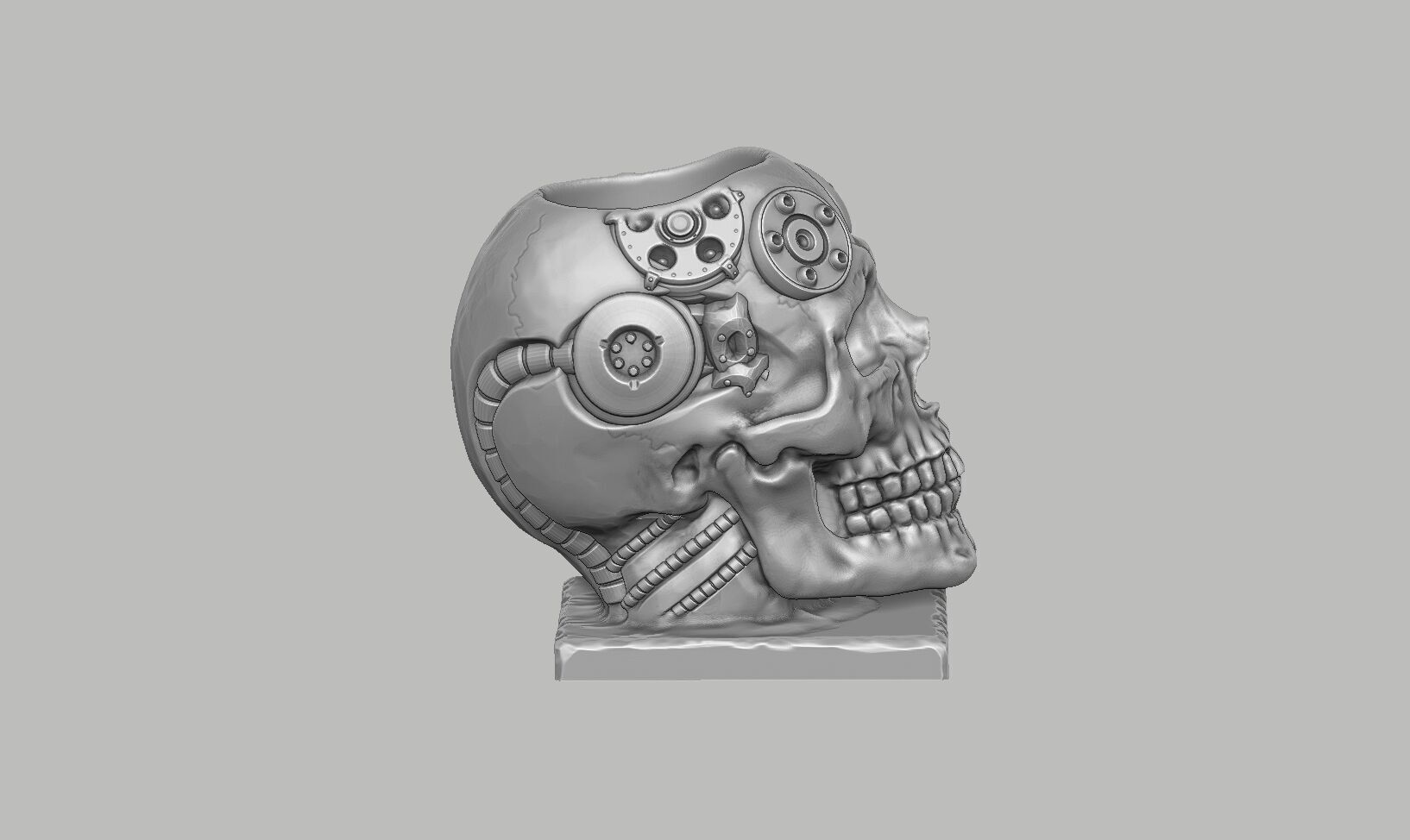 Skull robot pen holder Cyborg pen holder 3D print model_8