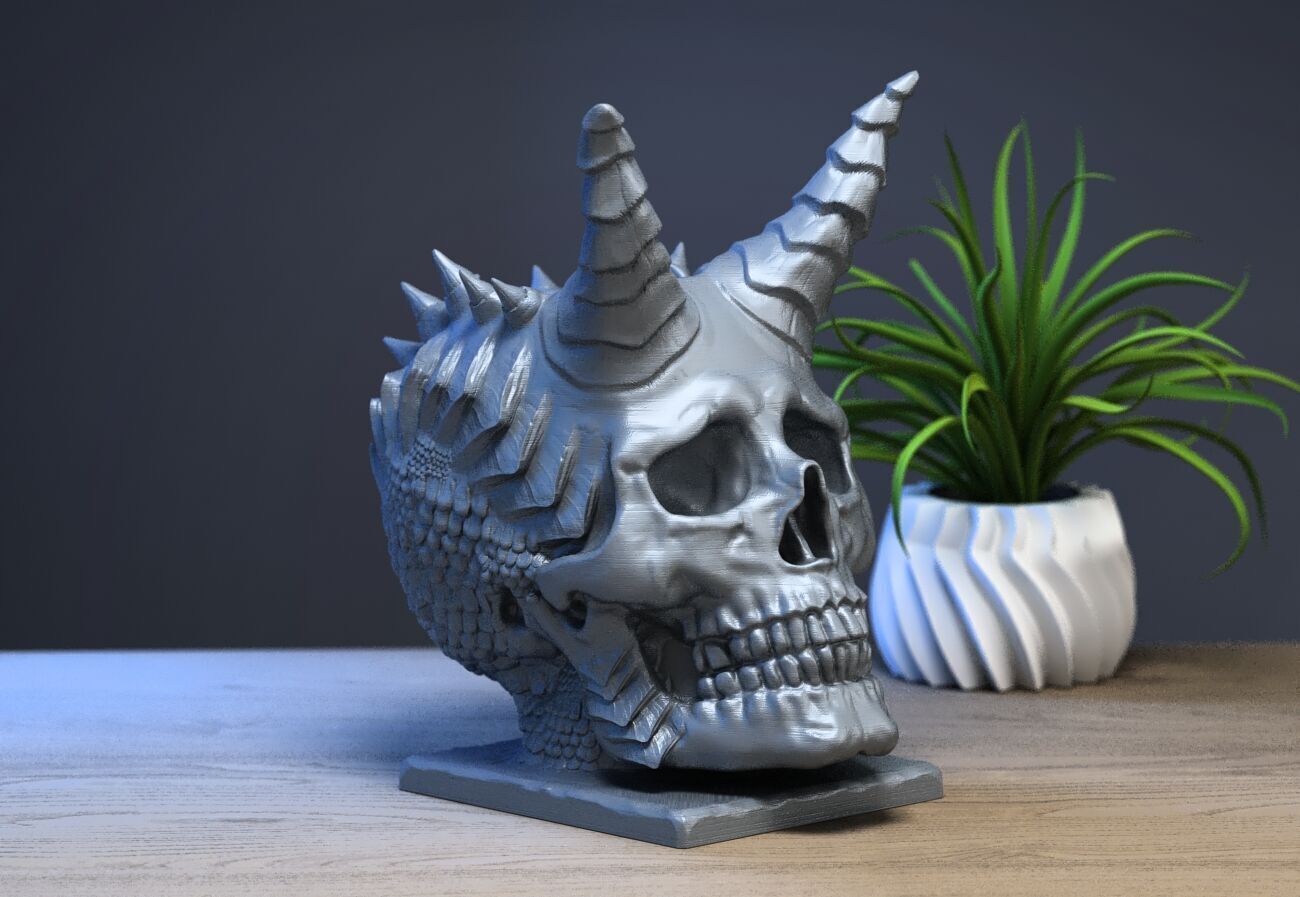 Skull dragon pen holder Cyborg pen holder 3D print model_3