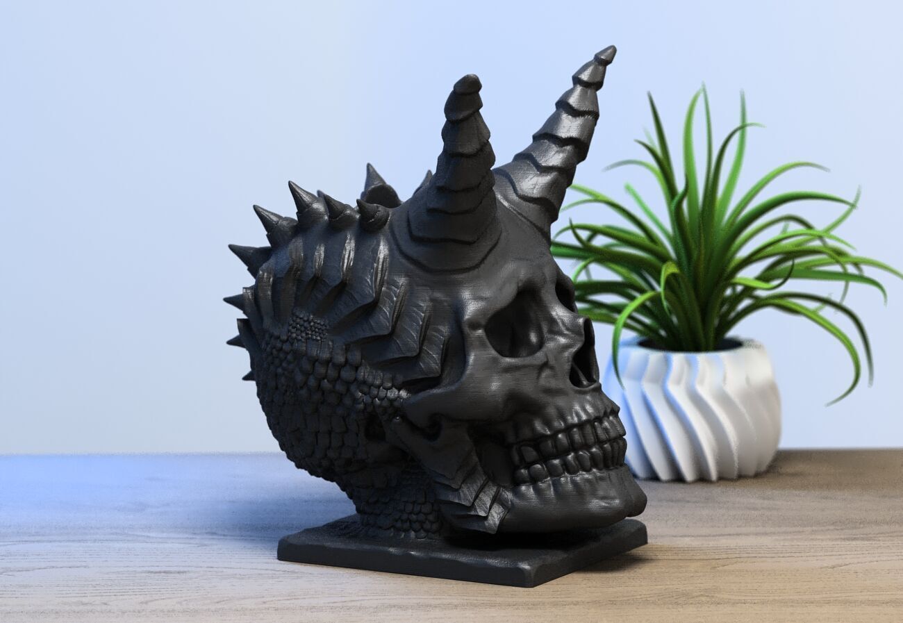 Skull dragon pen holder Cyborg pen holder 3D print model_1