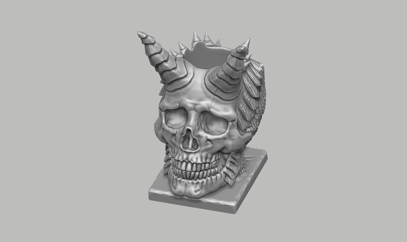 Skull dragon pen holder Cyborg pen holder 3D print model_11
