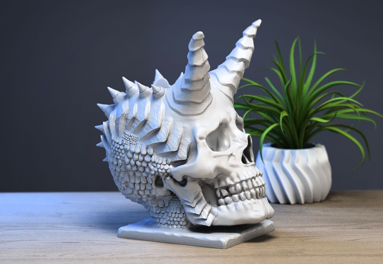 Skull dragon pen holder Cyborg pen holder 3D print model_2