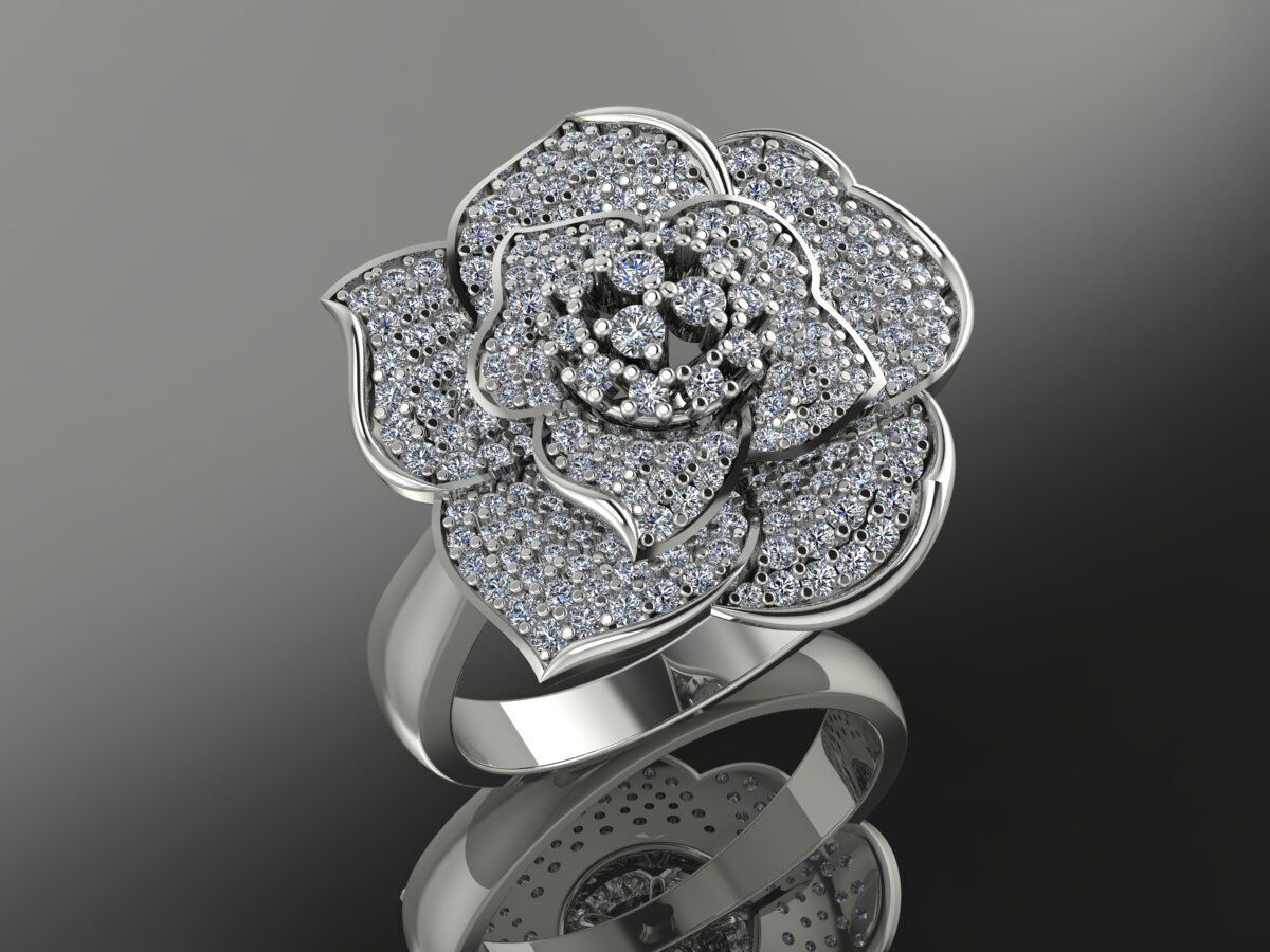 Flower ring gold 3D print model_2