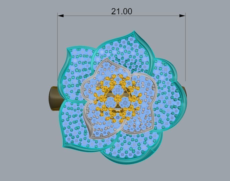 Flower ring gold 3D print model_4