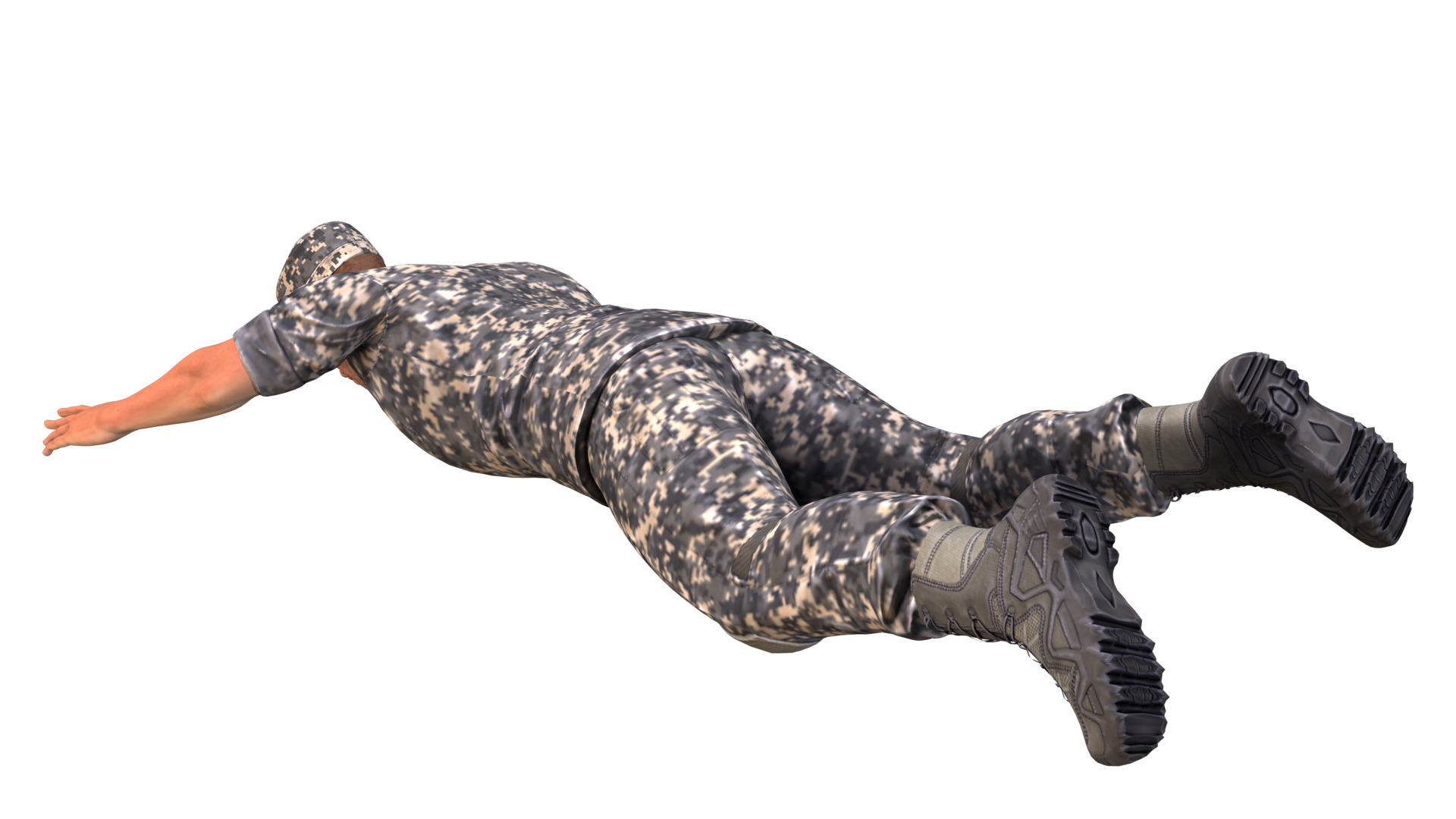 Military man jumping on the ground 3D model_10