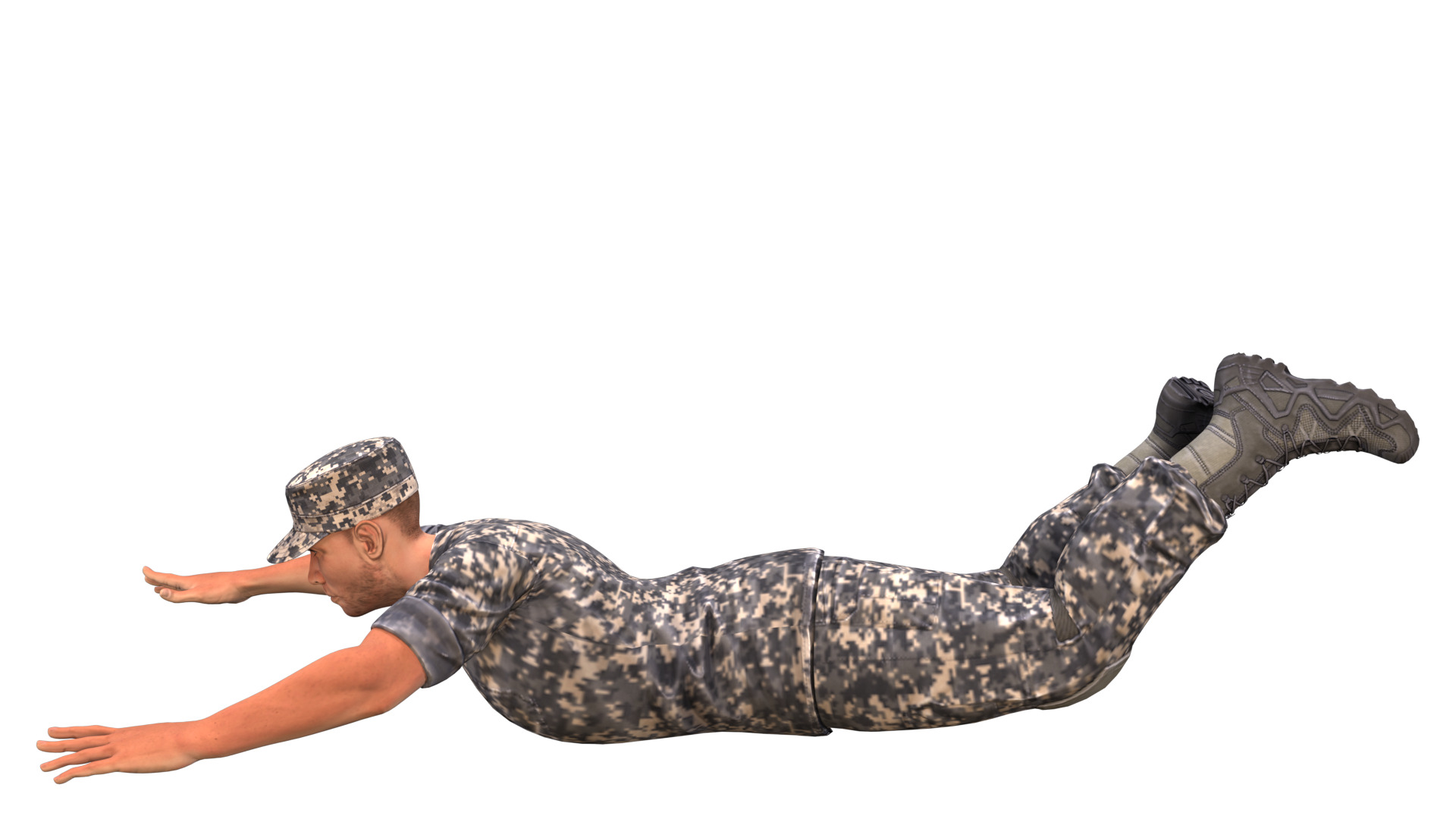 Military man jumping on the ground 3D model_6