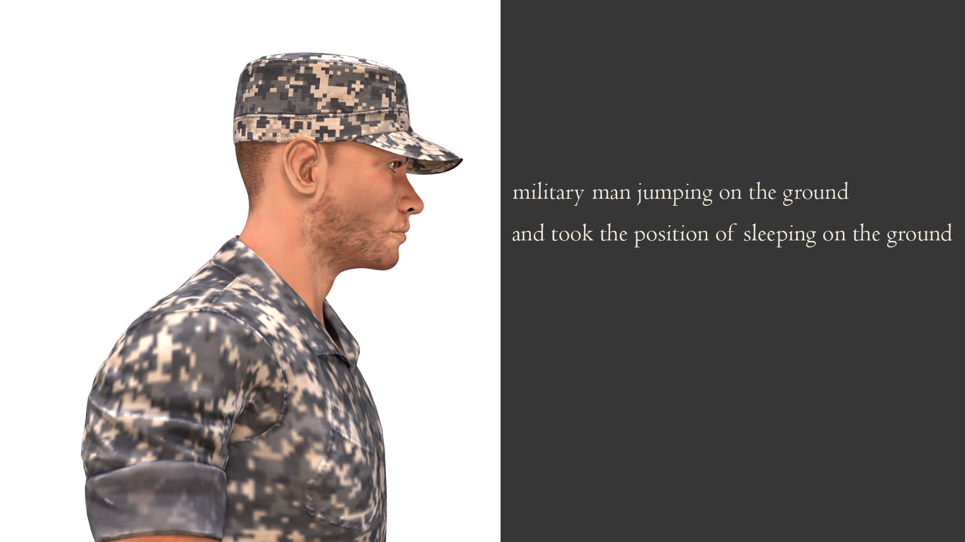 Military man jumping on the ground 3D model_8
