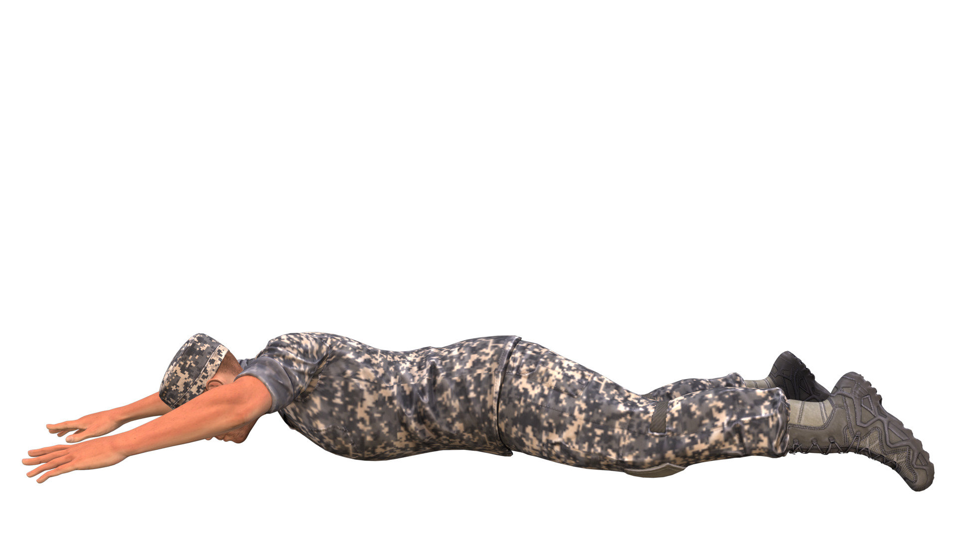 Military man jumping on the ground 3D model_7