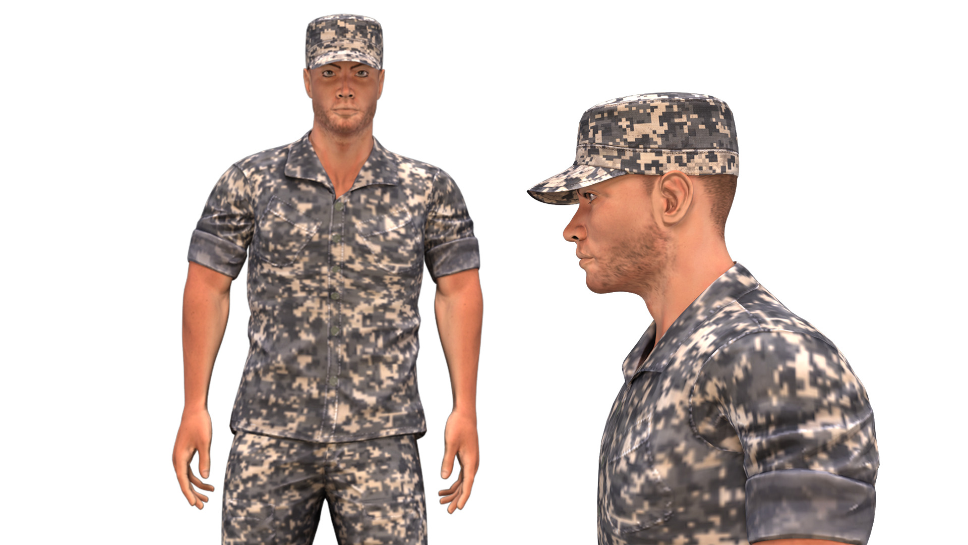 Military man jumping on the ground 3D model_9