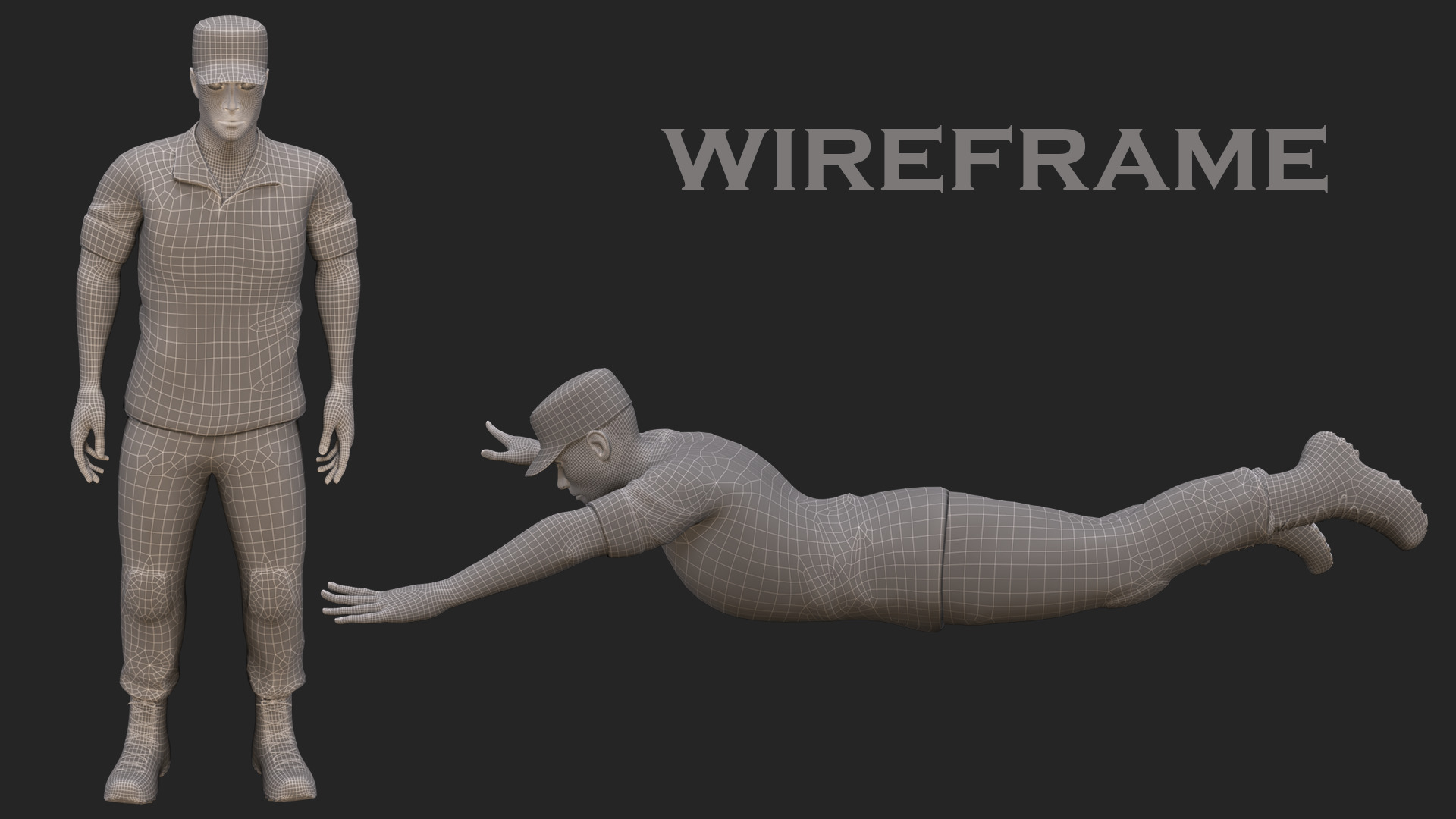 Military man jumping on the ground 3D model_12