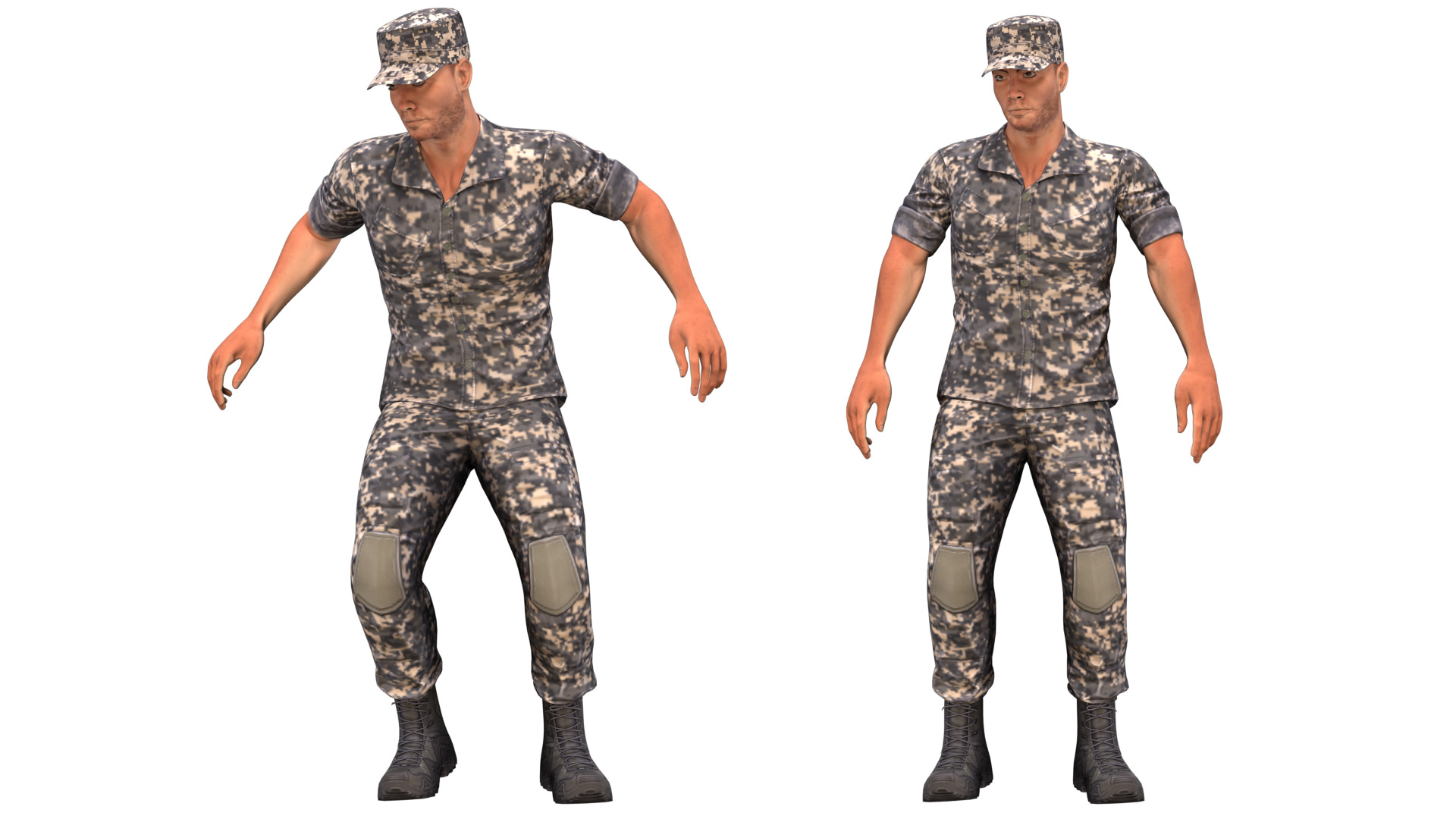 Military man jumping on the ground 3D model_1