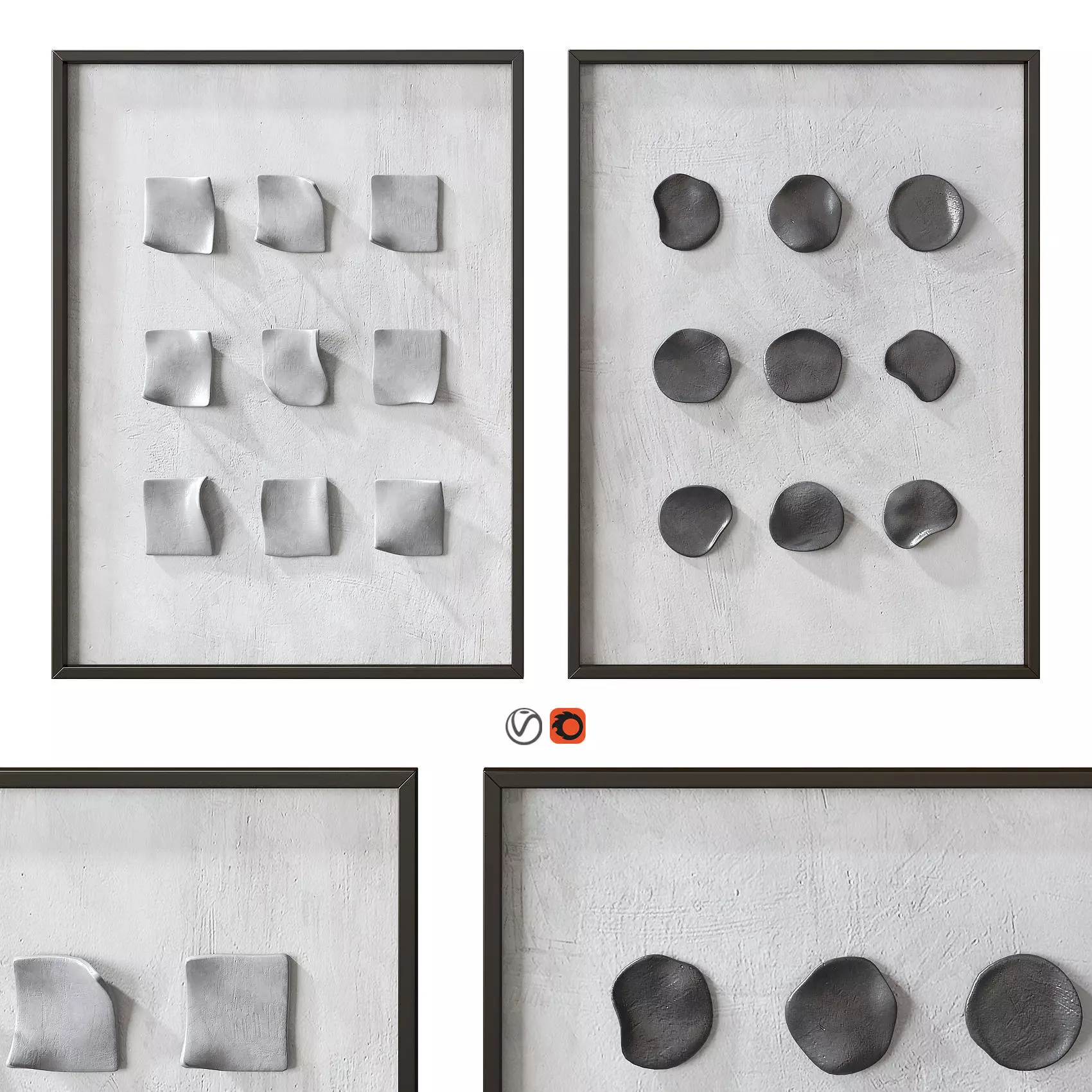 Frames Decor Set 01 Low-poly 3D model_0