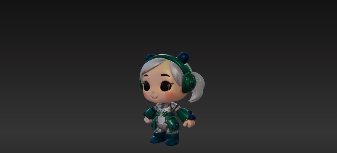 Cute Girl Low-poly 3D model_3
