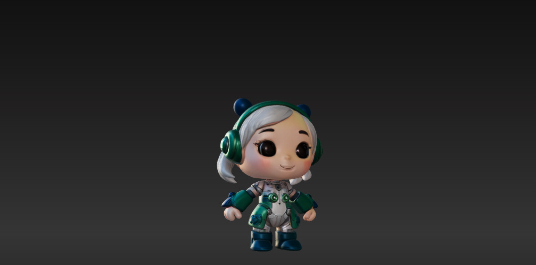 Cute Girl Low-poly 3D model_2