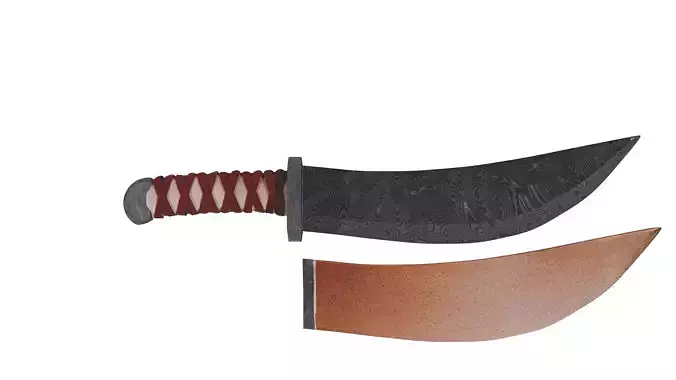 Medieval Damascus War Dagger 3D model