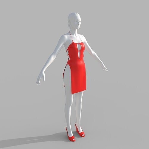 Women Red Dress 3D model