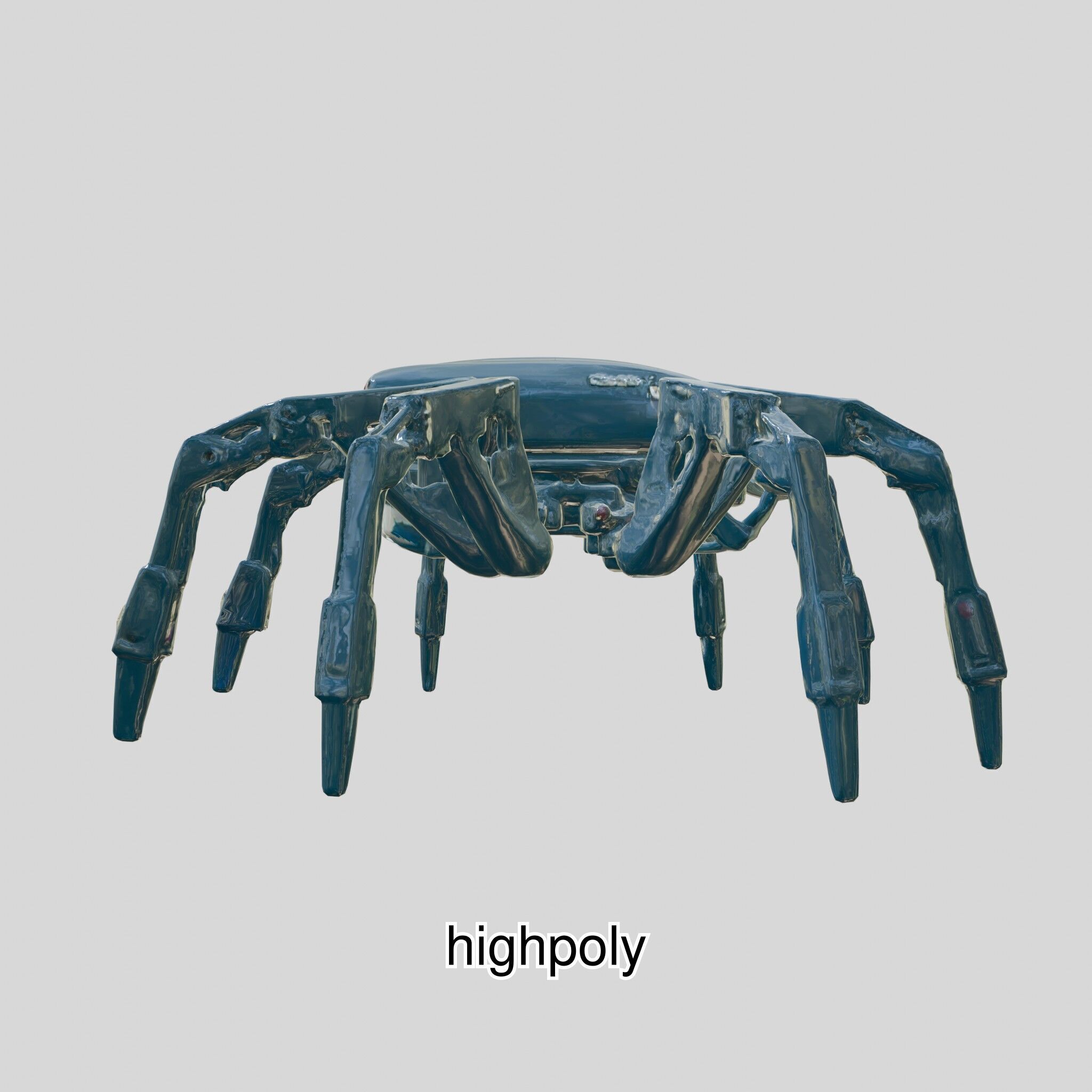 Futuristic Mechanized Spider Robot Design Low-poly 3D model_6