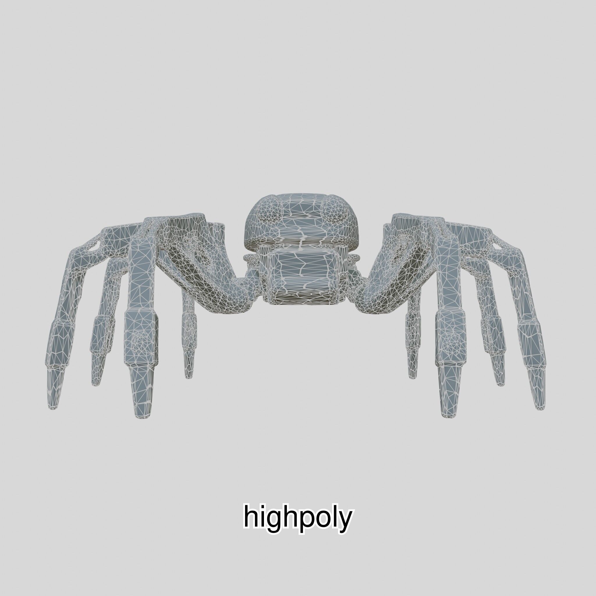Futuristic Mechanized Spider Robot Design Low-poly 3D model_7