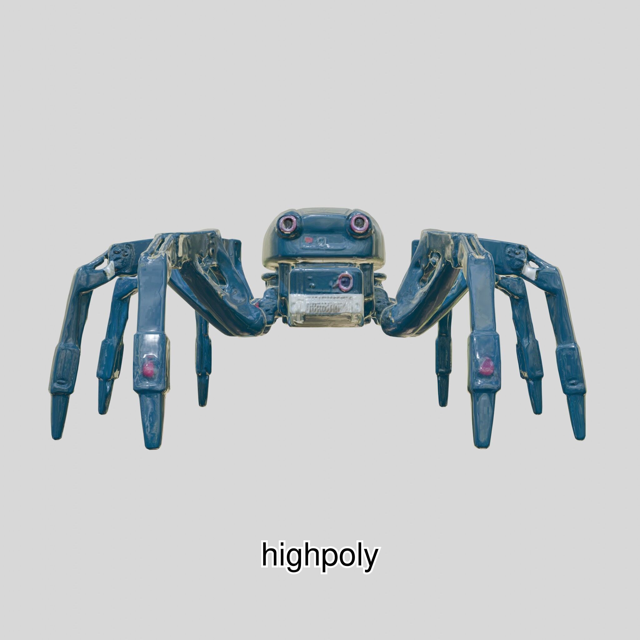 Futuristic Mechanized Spider Robot Design Low-poly 3D model_9