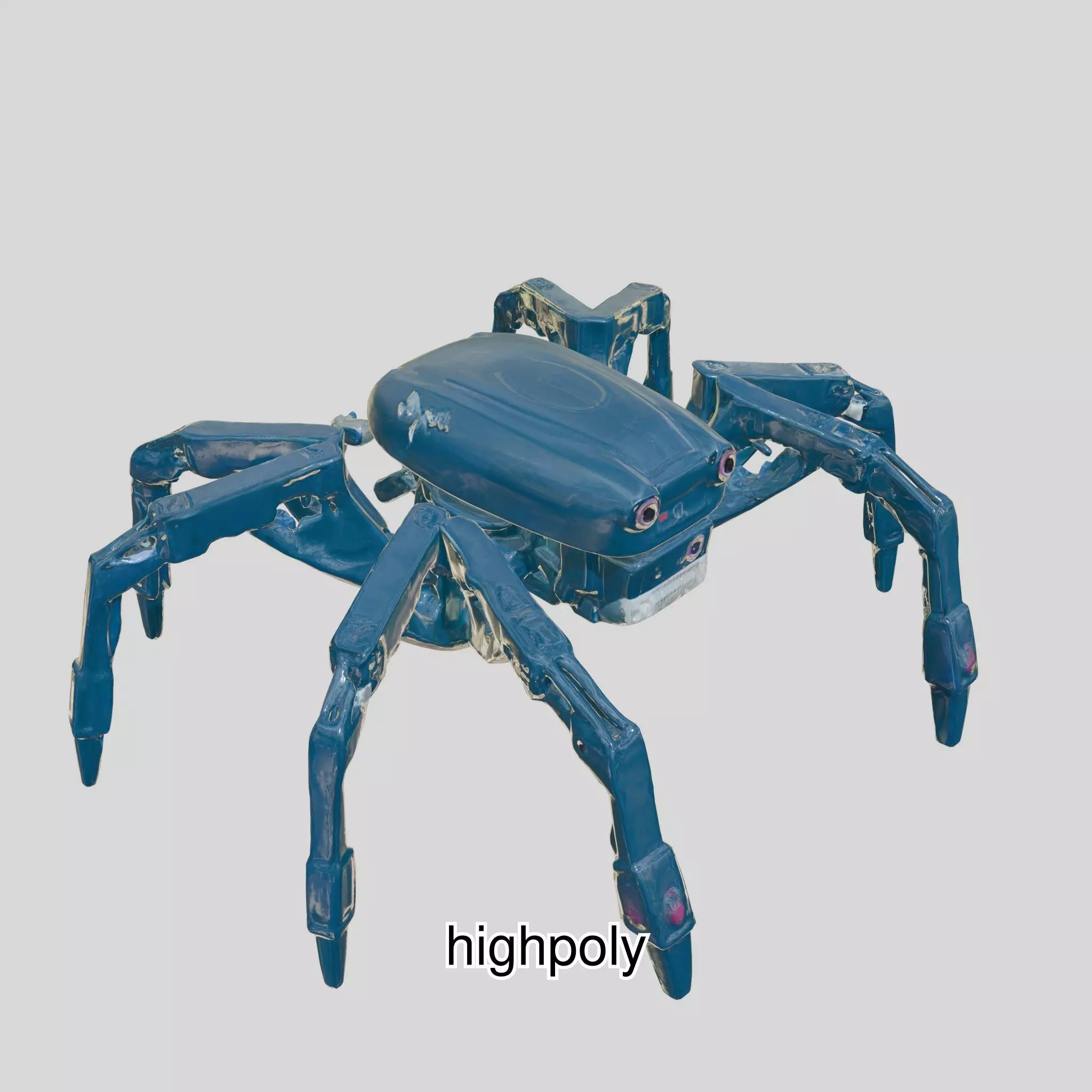 Futuristic Mechanized Spider Robot Design Low-poly 3D model_0